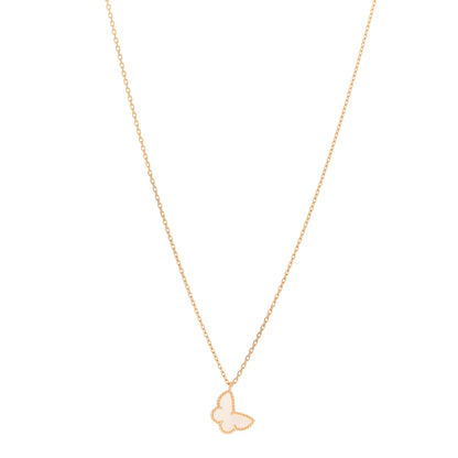 Van Cleef & Arpels 18K Yellow Gold Mother of Pearl Sweet Alhambra Butterfly Pendant Necklace 1 of 6