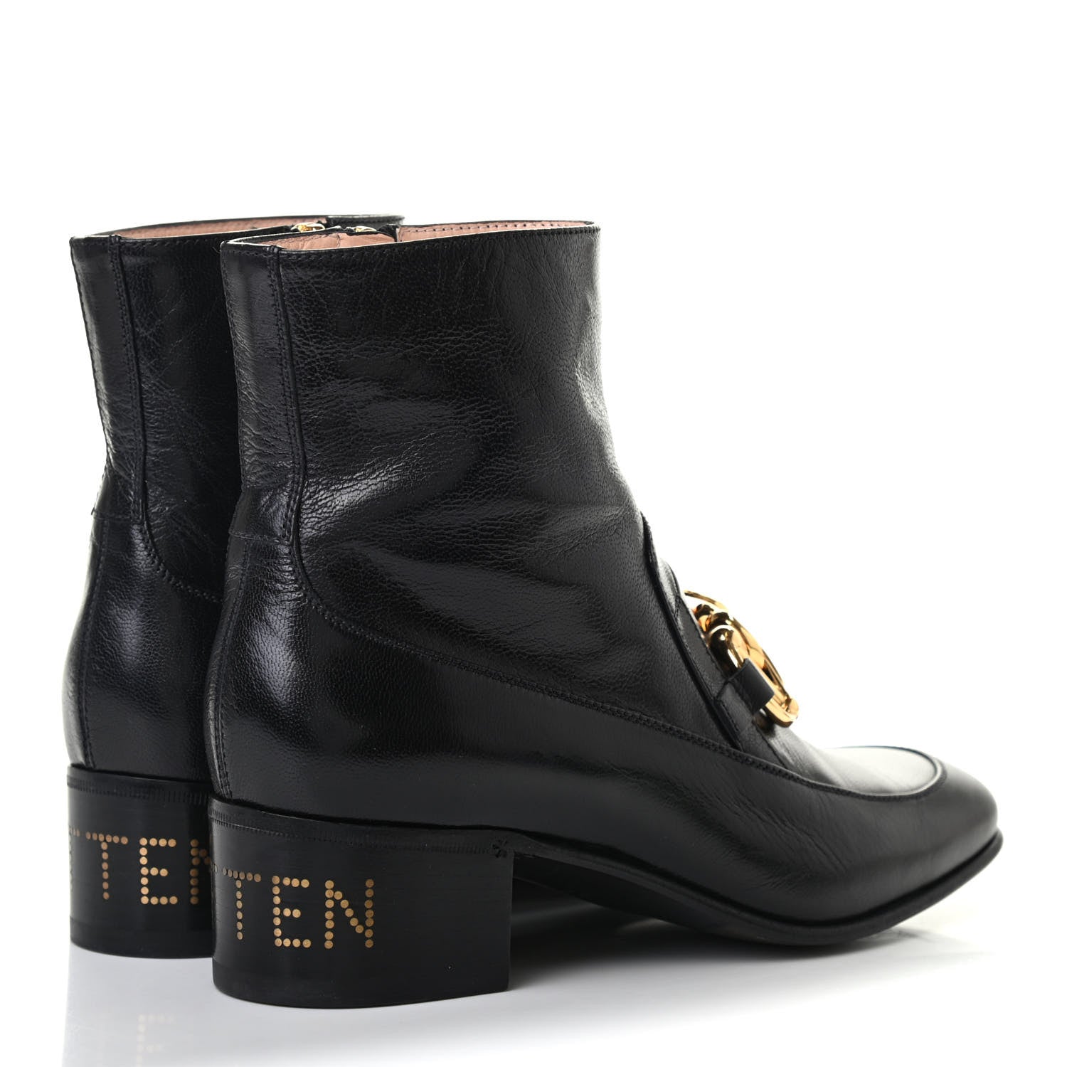 Gucci Goatskin Kitten Chain Horsebit Ankle Boots 39.5 Black 3 of 5