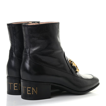 Gucci Goatskin Kitten Chain Horsebit Ankle Boots 39.5 Black 3 of 5