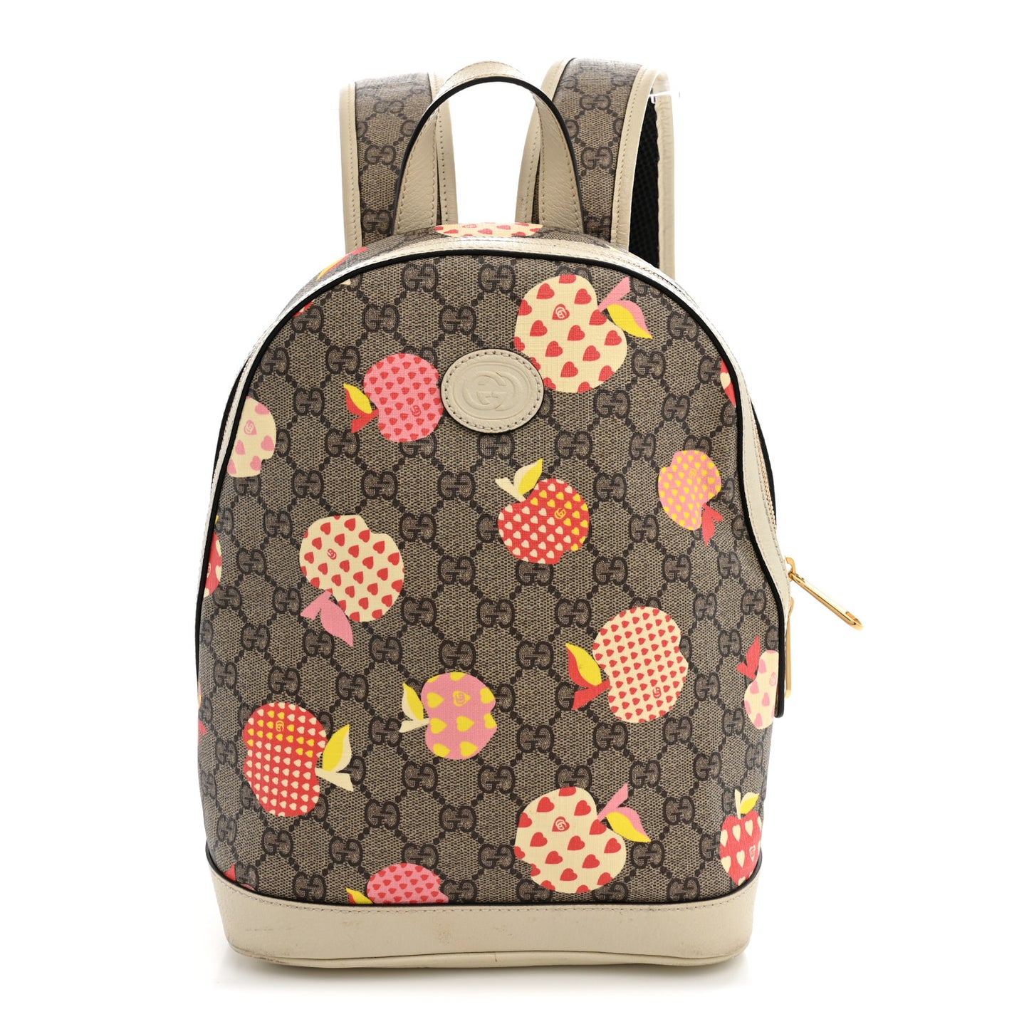 GG Supreme Monogram Les Pommes Small Retro Interlocking G Dome Backpack Beige Multicolor Mystic White