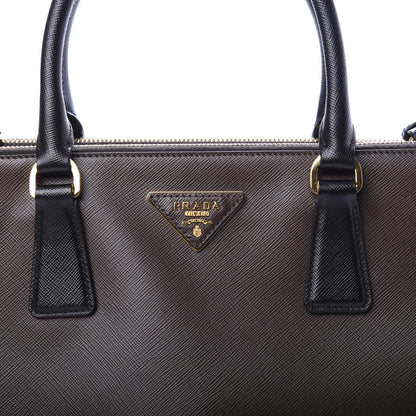 Prada Saffiano Lux Bi-Color Medium Galleria Double Zip Tote Caffe Black 10 of 10