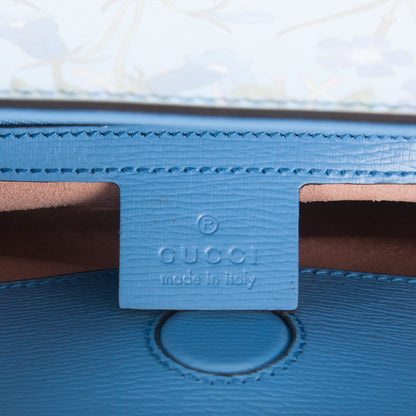Gucci Calfskin Bamboo Web New Flora Small Nymphaea Top Handle Bag Azure 7 of 8