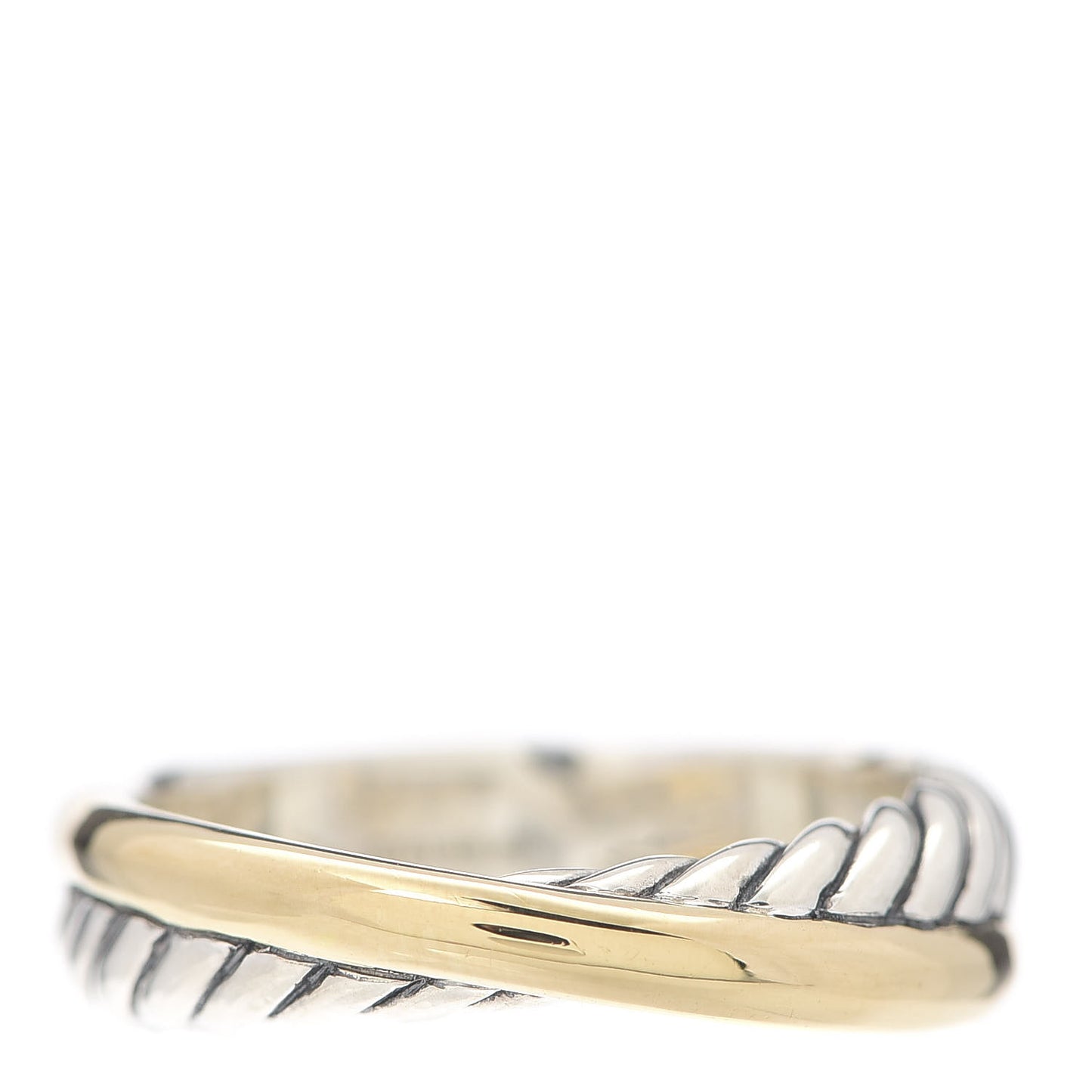 Sterling Silver 18K Yellow Gold Narrow Crossover Ring 53 6.5