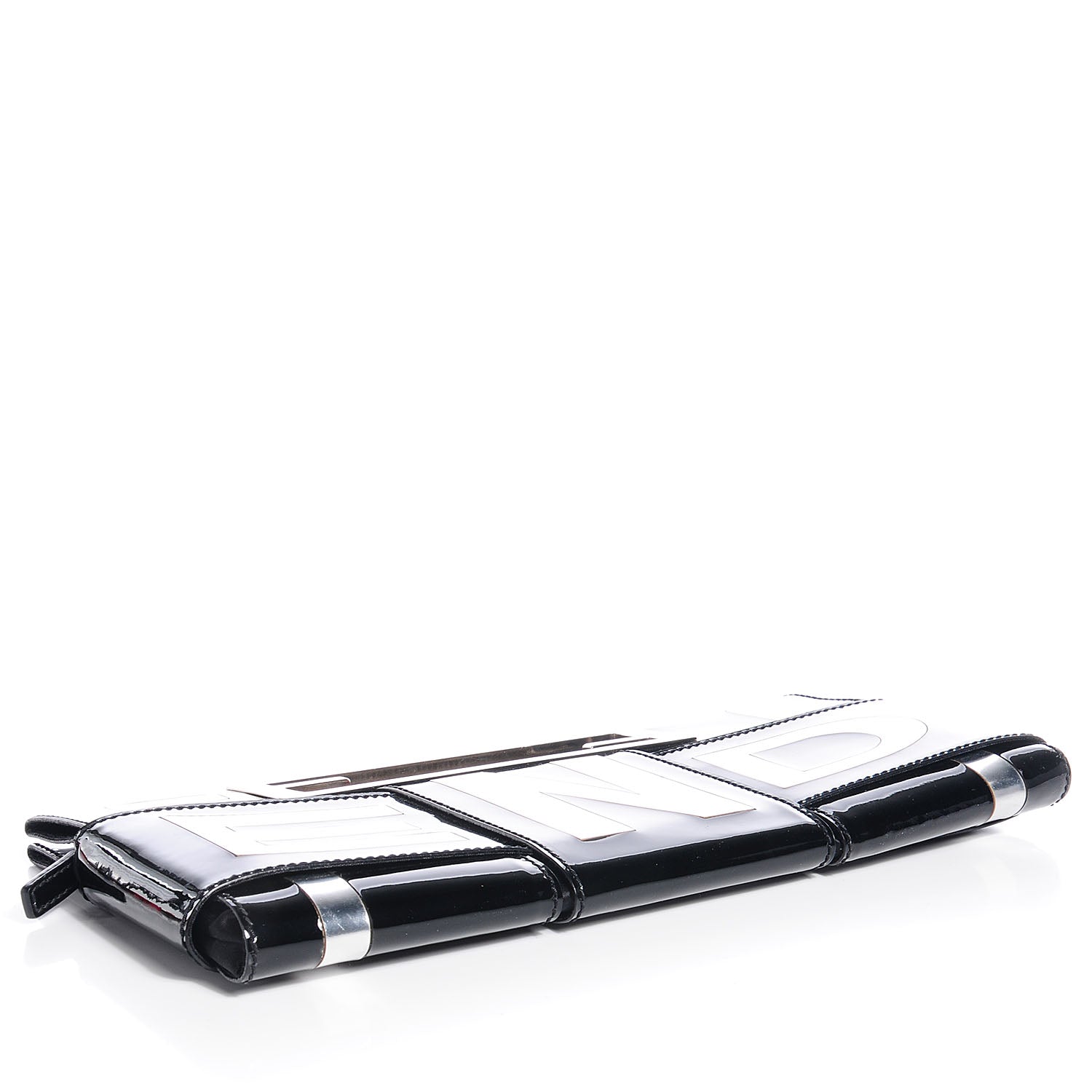 Fendi Patent Crossword Clutch Black 4 of 10