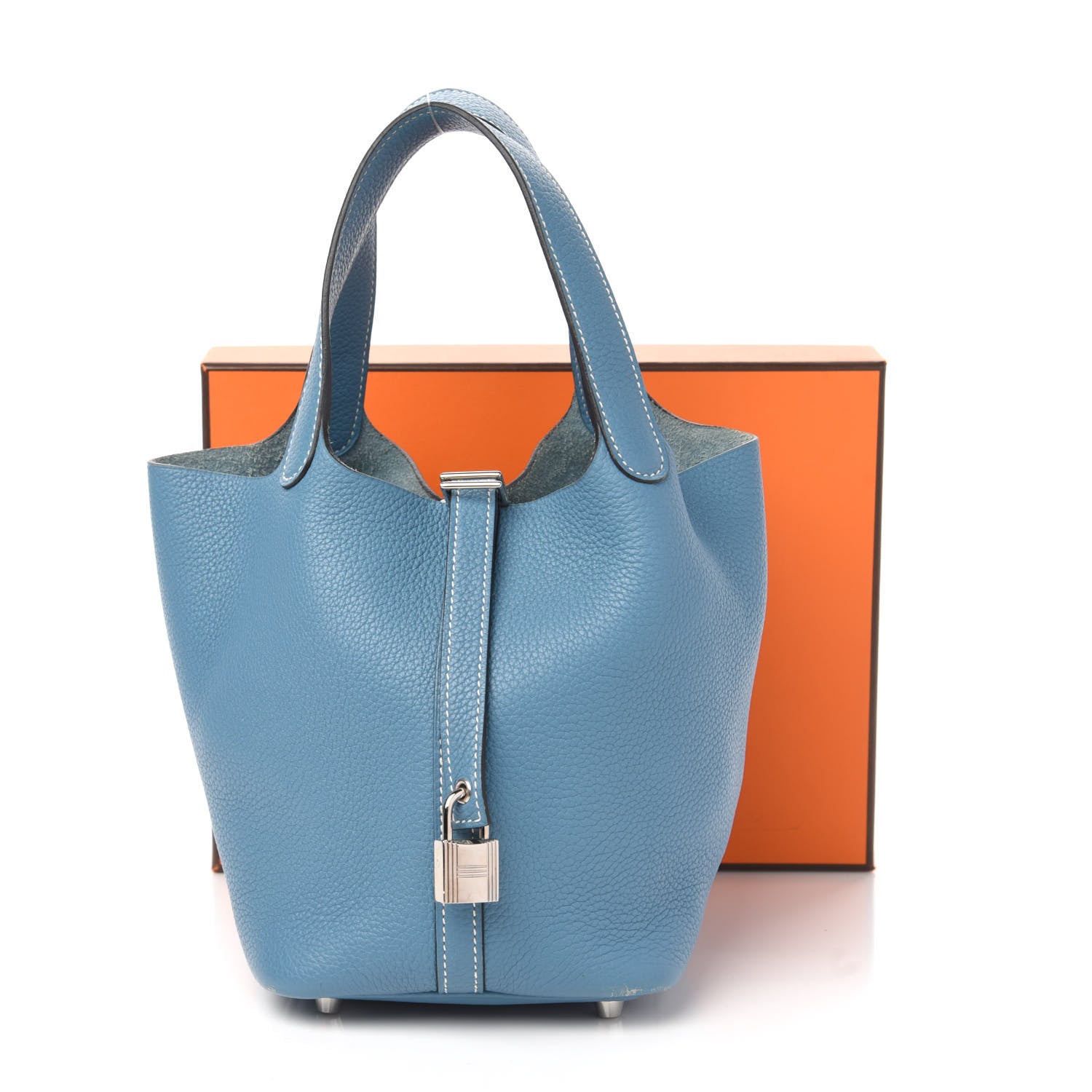 Hermes Taurillon Clemence Picotin Lock 18 PM Blue Jean 11 of 11