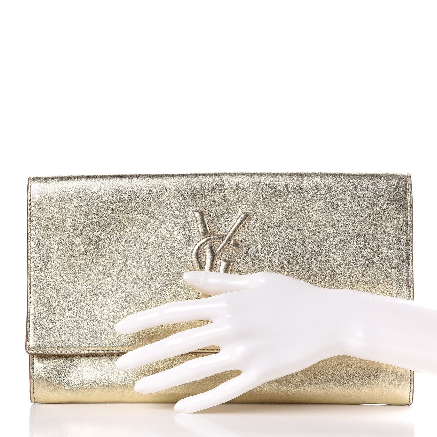 Metallic Calfskin Monogram Large Belle De Jour Clutch Gold