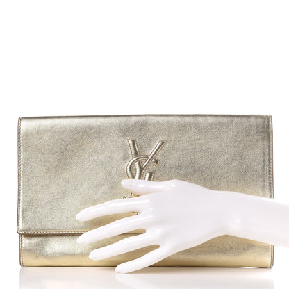 Saint Laurent Metallic Calfskin Monogram Large Belle De Jour Clutch Gold 2 of 8