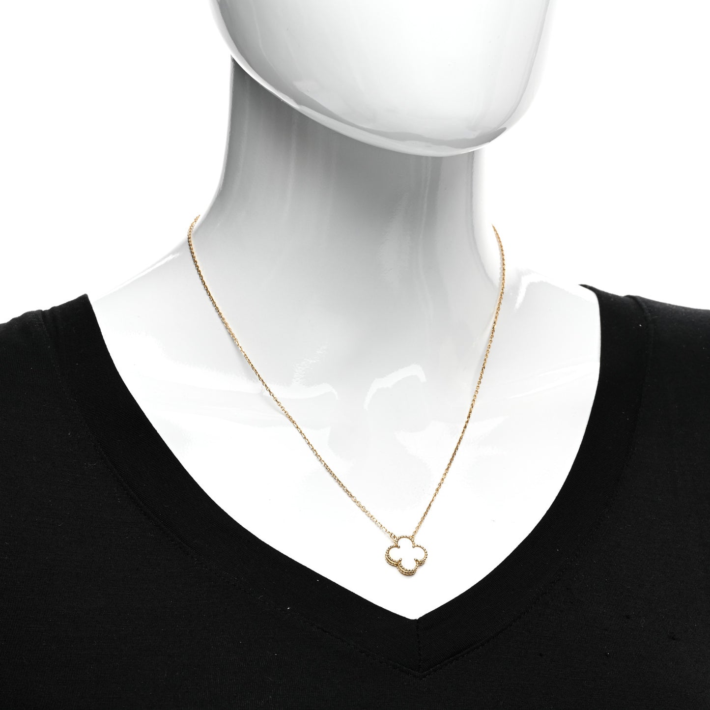 18K Yellow Gold Mother of Pearl Vintage Alhambra Pendant Necklace