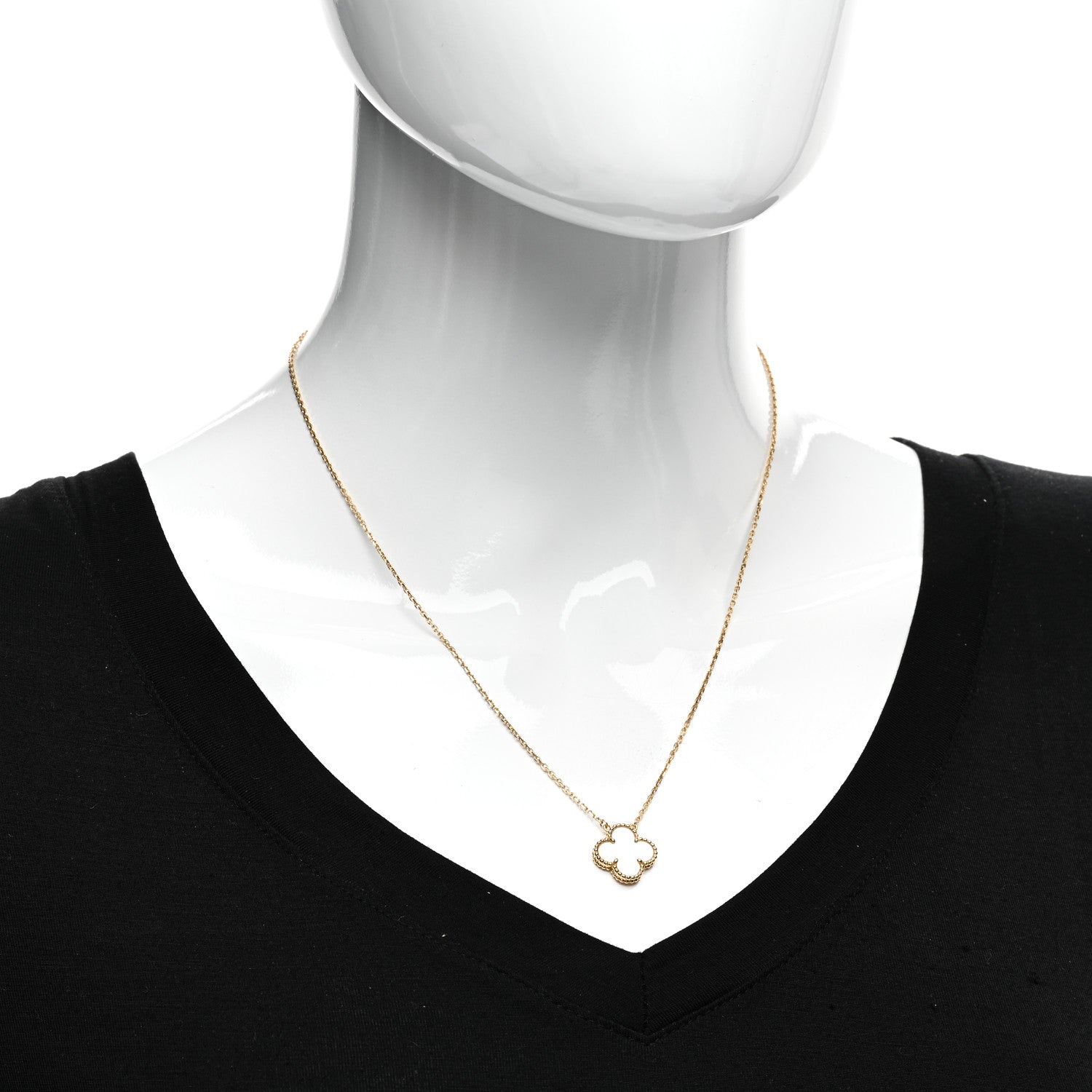 Van Cleef & Arpels 18K Yellow Gold Mother of Pearl Vintage Alhambra Pendant Necklace 2 of 6