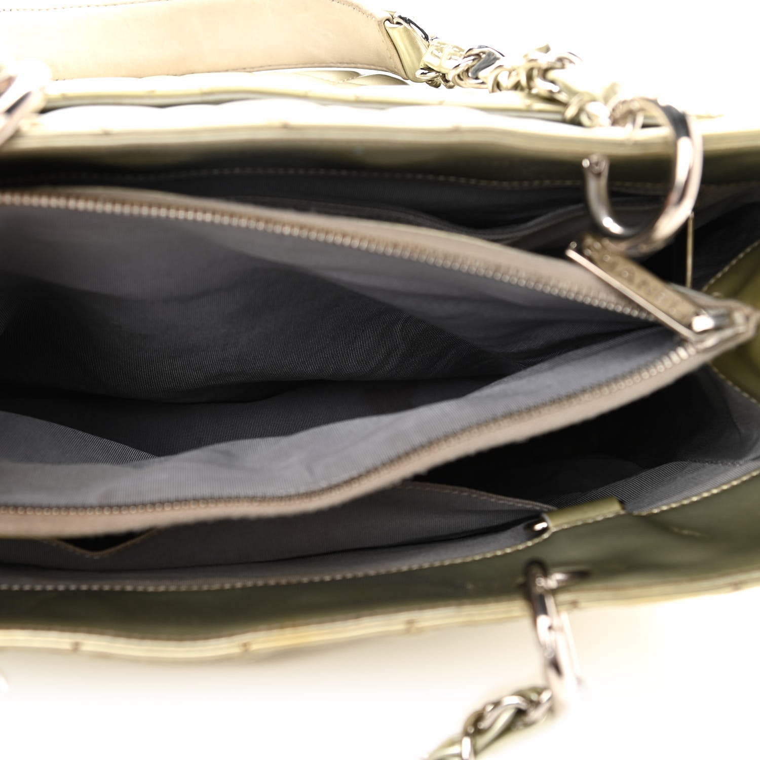 Chanel Patent Quilted Grand Shopping Tote GST Silver Gold 7 of 24