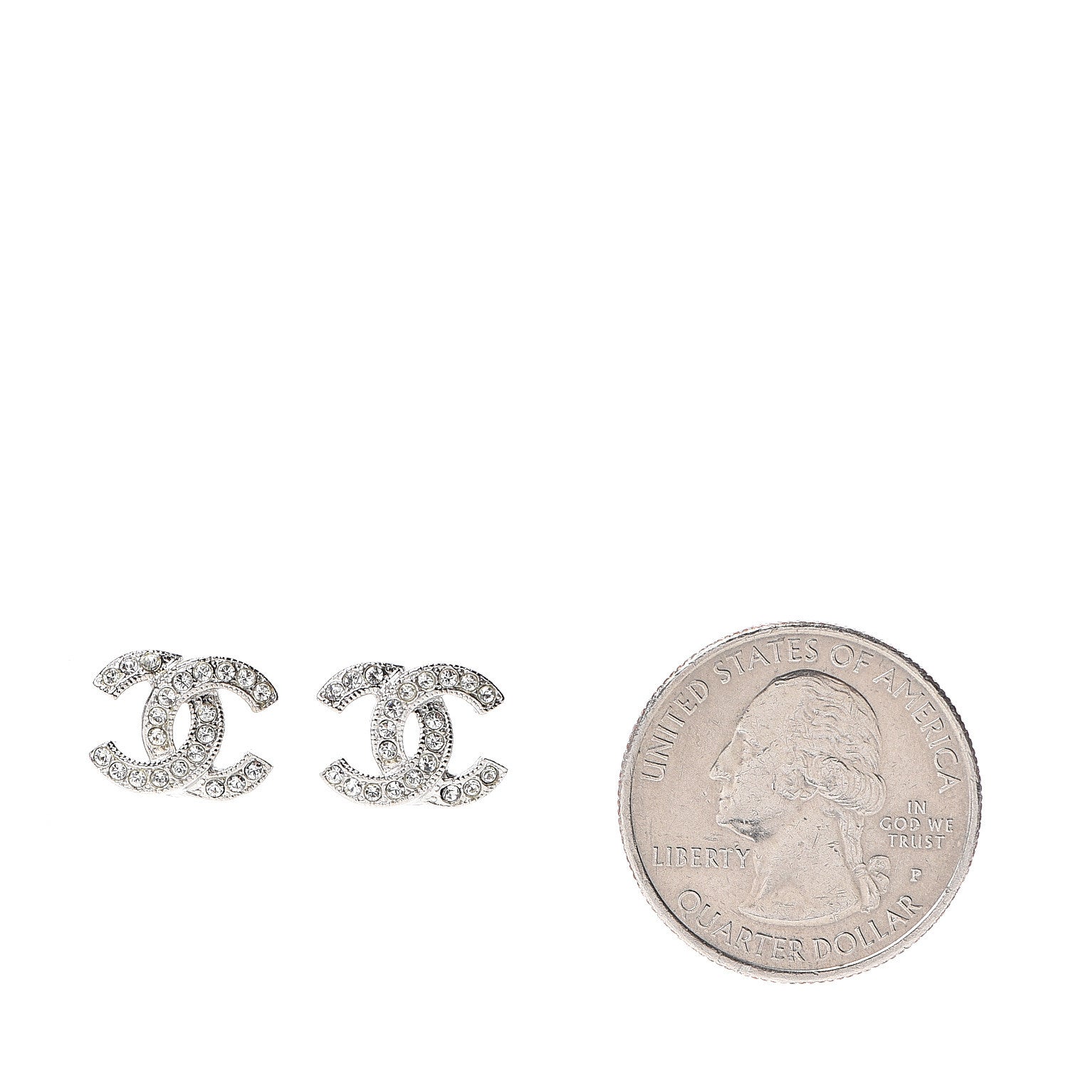 Chanel Crystal CC Earrings Silver 2 of 4