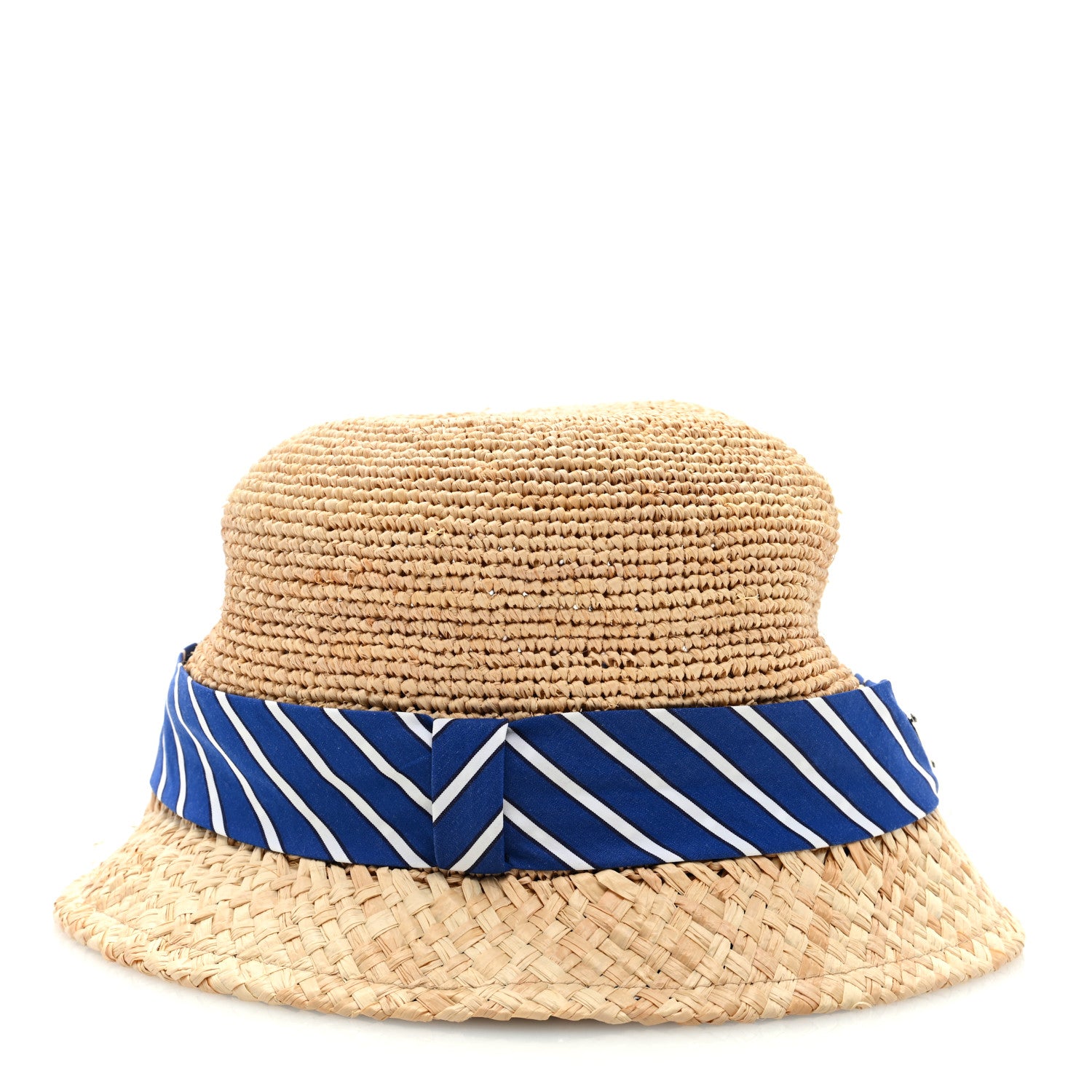 Prada Raffia Bucket Hat M Naturale Blue 5 of 7