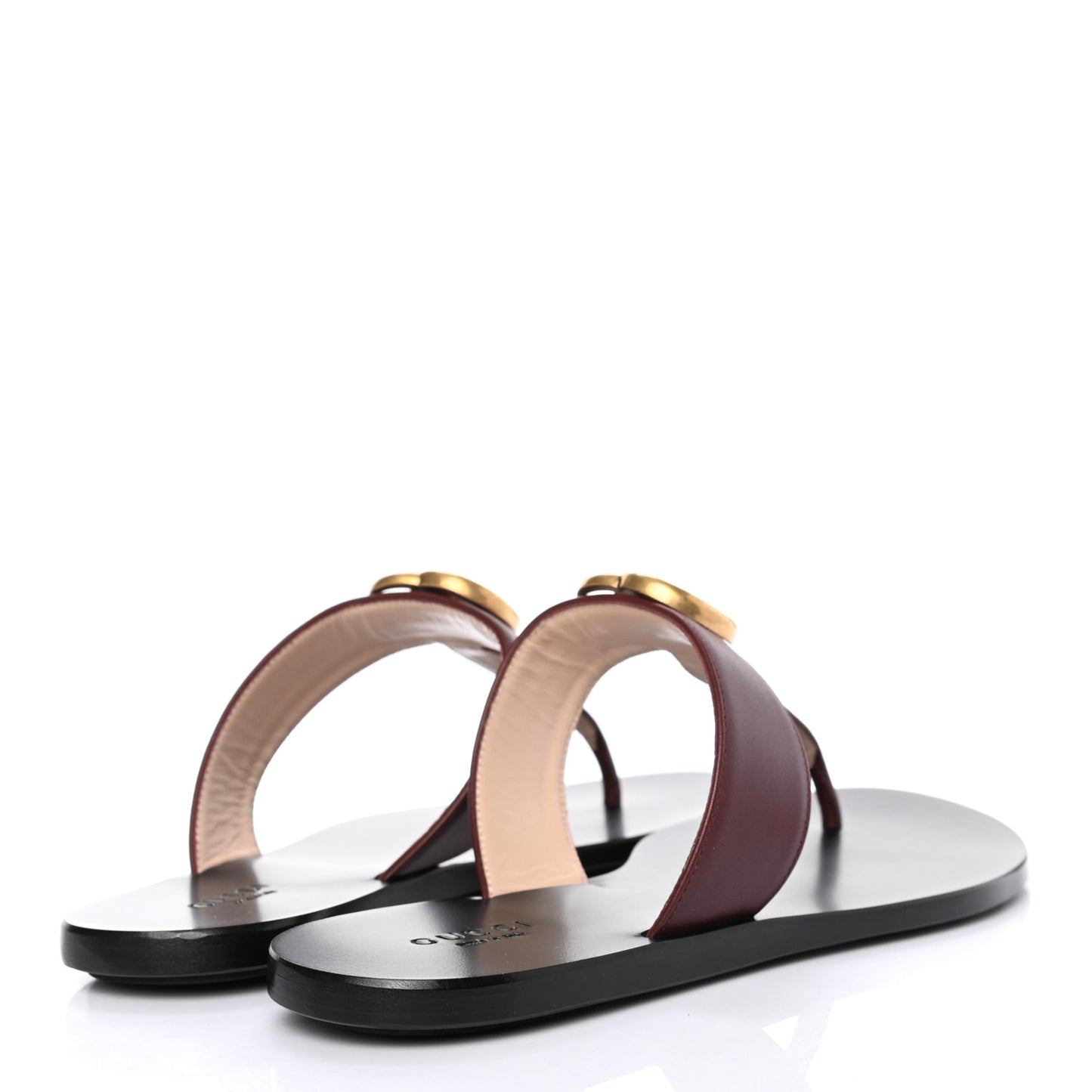 Calfskin GG Marmont Thong Sandals 36.5 Vintage Bordeaux
