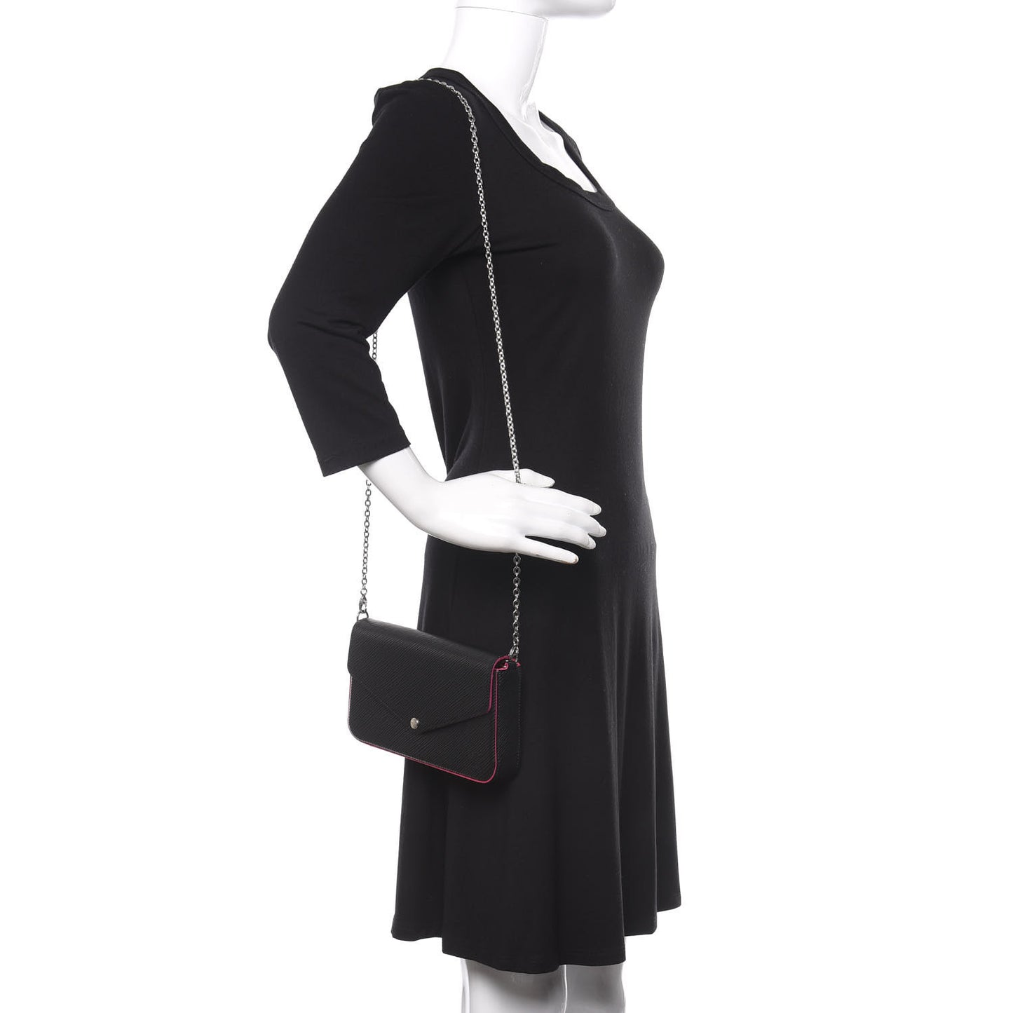 Epi Pochette Felicie Black Hot Pink