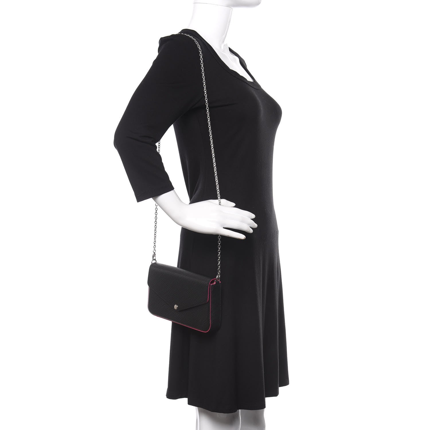 Louis Vuitton Epi Pochette Felicie Black Hot Pink 2 of 15
