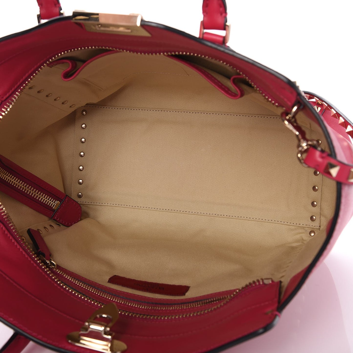 Vitello Rockstud Double Handle Tote Cyclamin