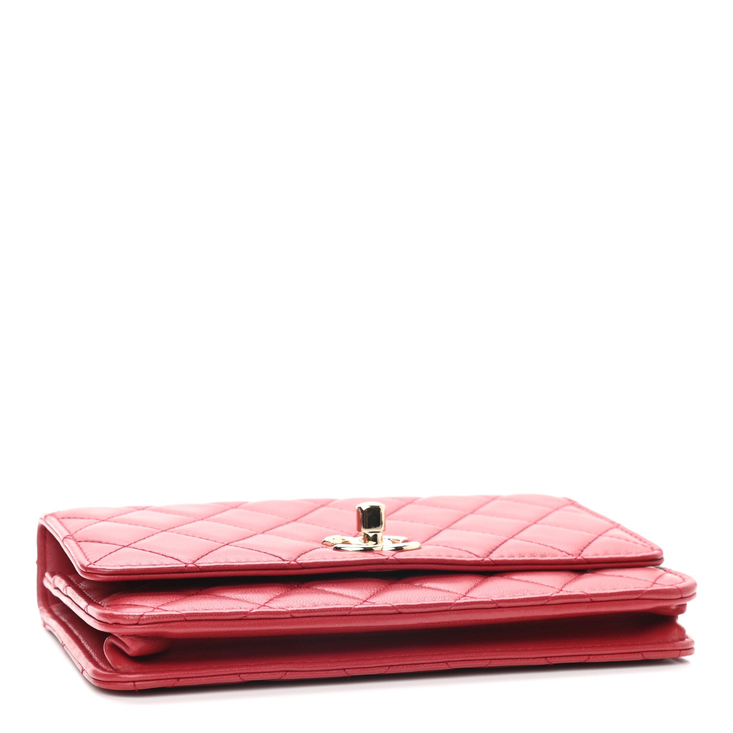 Chanel Lambskin Quilted Trendy CC Wallet On Chain WOC Red 3 of 9