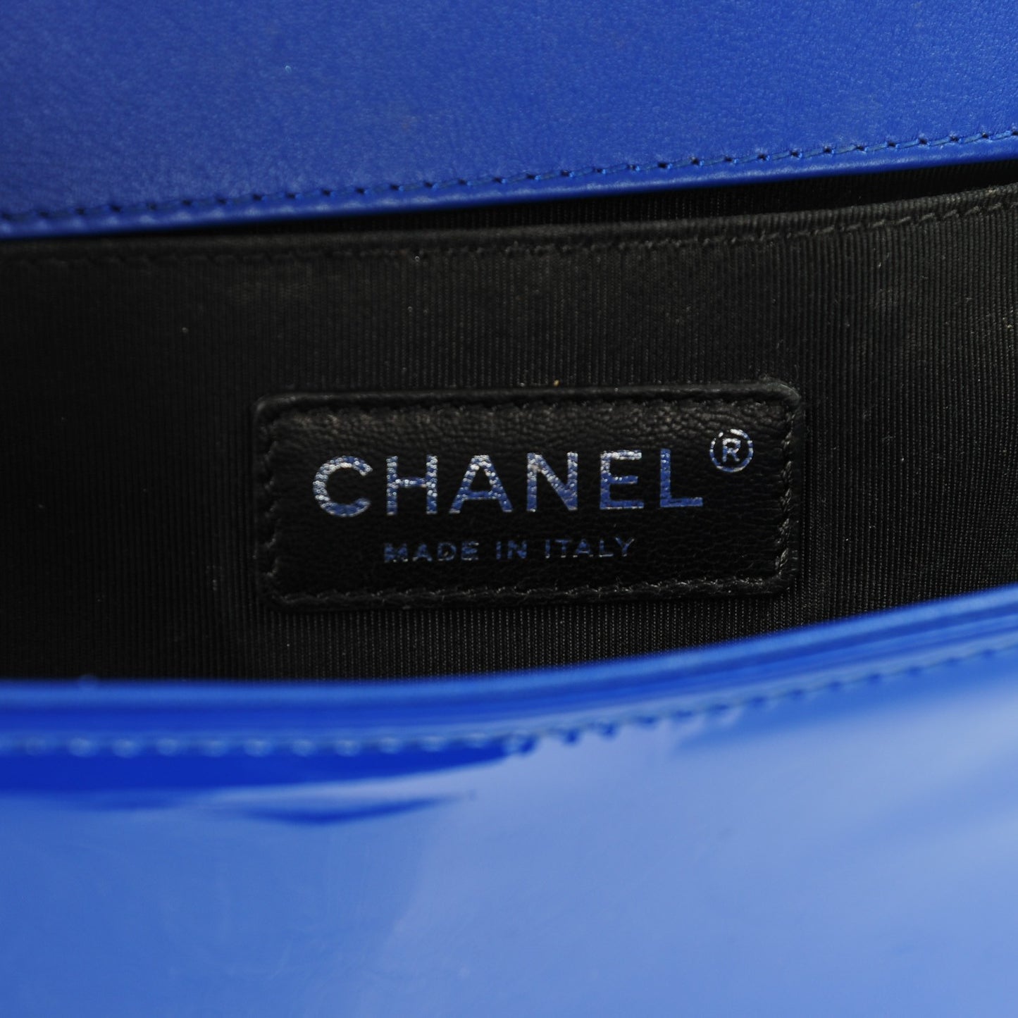 Patent Calfskin Medium Plexiglass Boy Flap Blue