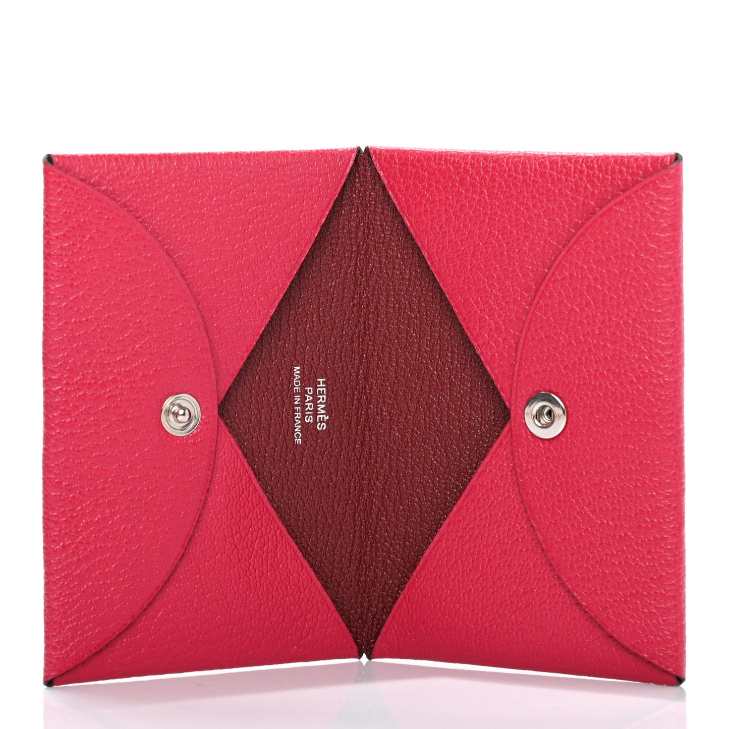 Chevre Mysore Verso Calvi Card Case Framboise Rouge H