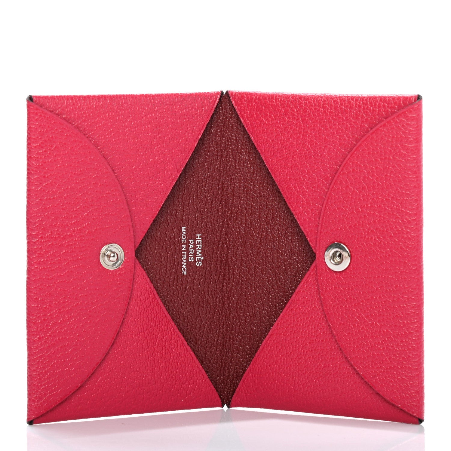Hermes Chevre Mysore Verso Calvi Card Case Framboise Rouge H 5 of 7