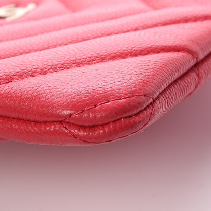 Chanel Caviar Chevron Quilted Small Ancient Greek Charms Cosmetic Case Red 10 of 10