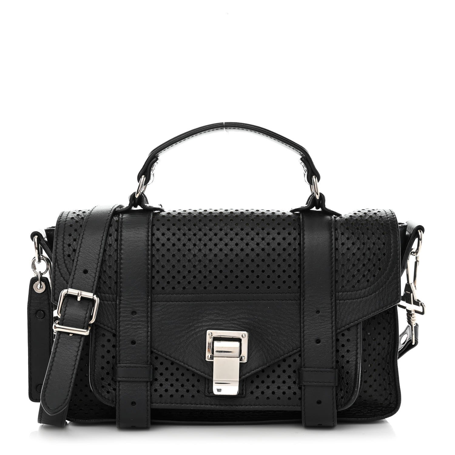 Proenza Schouler Lambskin Perforated Tiny PS1 Satchel Black 1 of 12