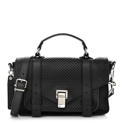 Proenza Schouler Lambskin Perforated Tiny PS1 Satchel Black 1 of 12