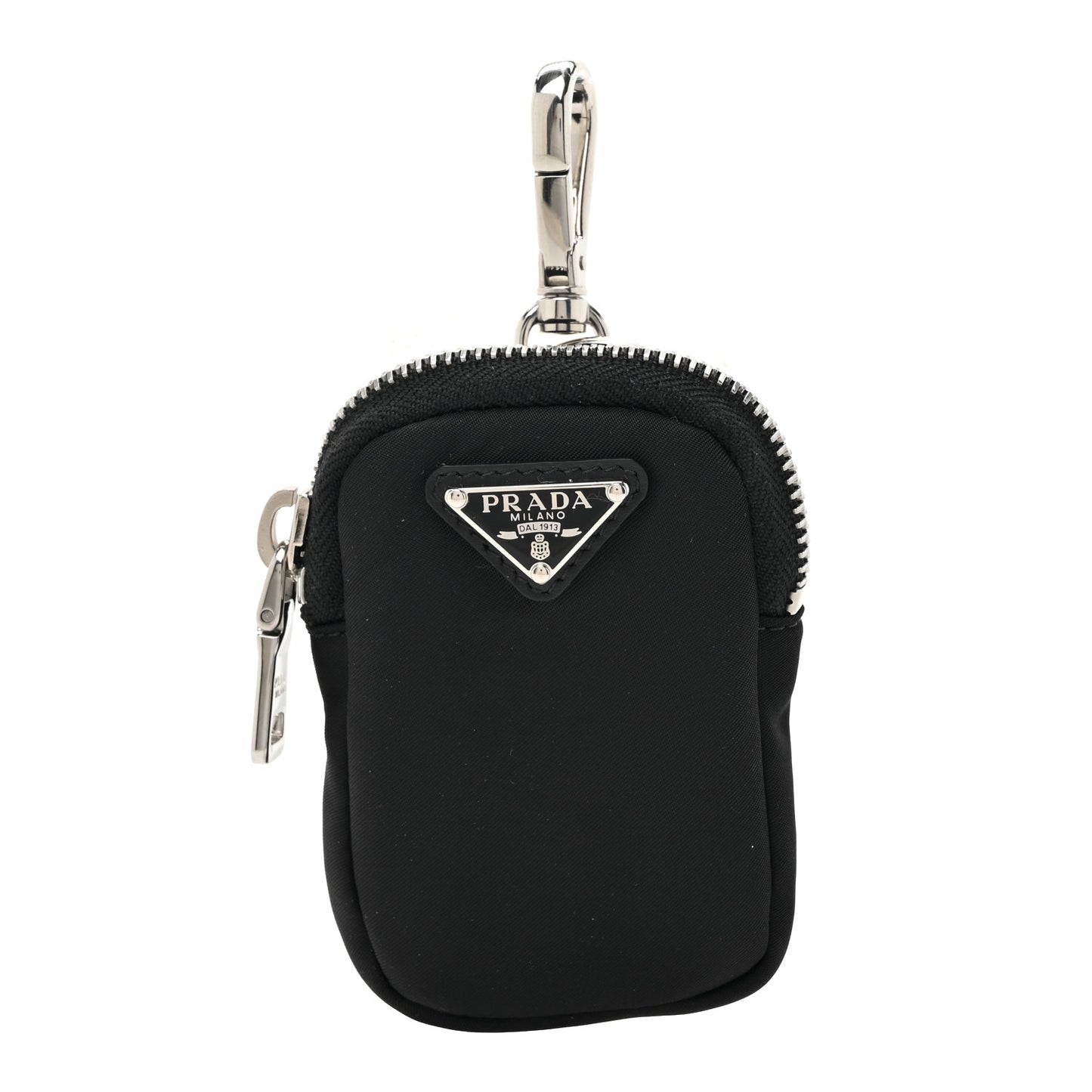 Re-Nylon Pocket Triangle Padded Mini Key Chain Pouch Black