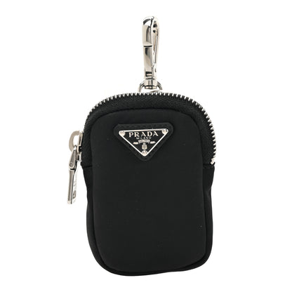 Prada Re-Nylon Pocket Triangle Padded Mini Key Chain Pouch Black 1 of 7