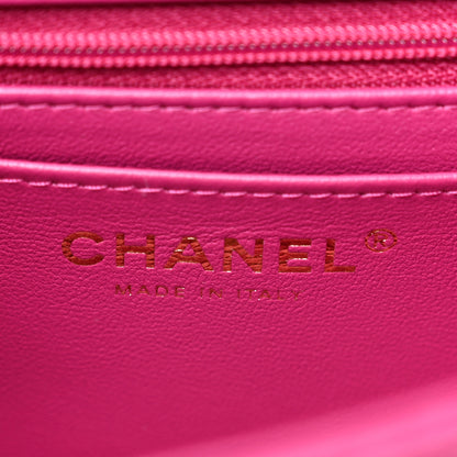 Chanel Lambskin Quilted Mini Top Handle Rectangular Flap Fuchsia 6 of 10