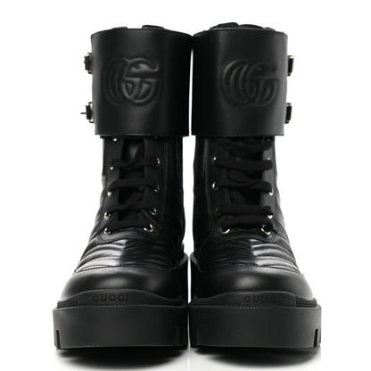Gucci Nappa Frances GG Matelasse Platform Combat Boots 39 Black 2 of 9