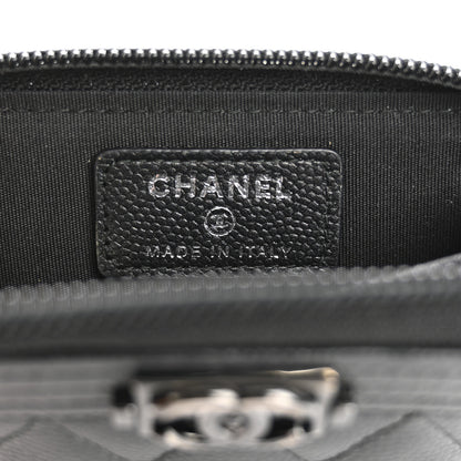Chanel Caviar Quilted Boy Zip Around Coin Purse Wallet So Black 6 of 10