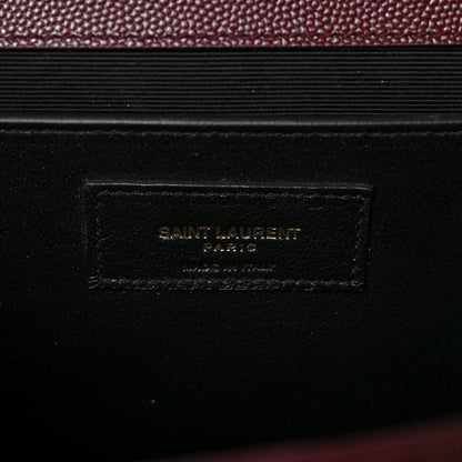 Saint Laurent Grain De Poudre Textured Mixed Matelasse Medium Triquilt Monogram Satchel Rouge Legion 6 of 8
