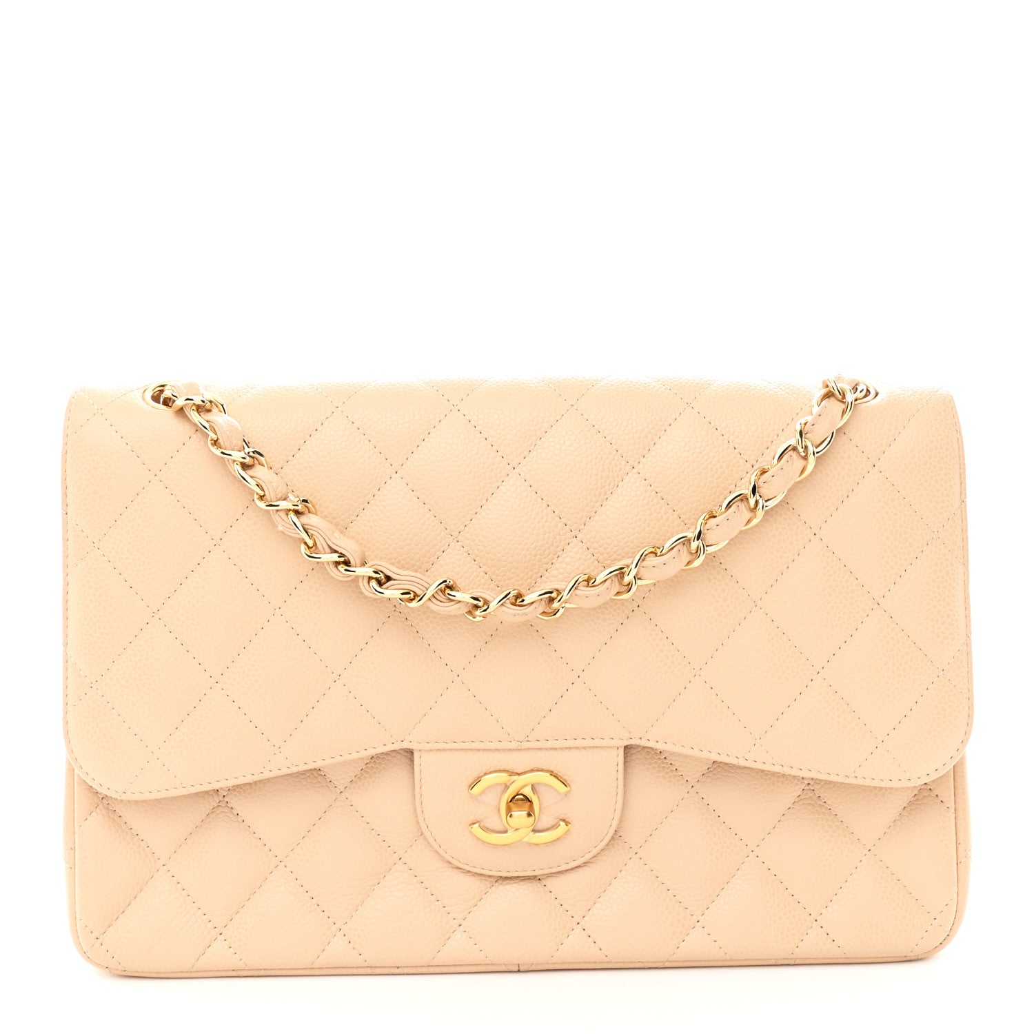 Chanel Caviar Quilted Jumbo Double Flap Beige 1 of 10