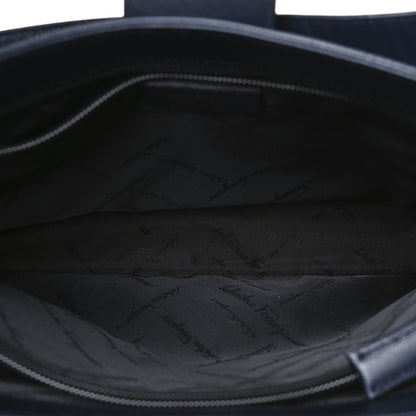 Salvatore Ferragamo Hammered Calfskin Trifolio Shoulder Bag Navy 5 of 9