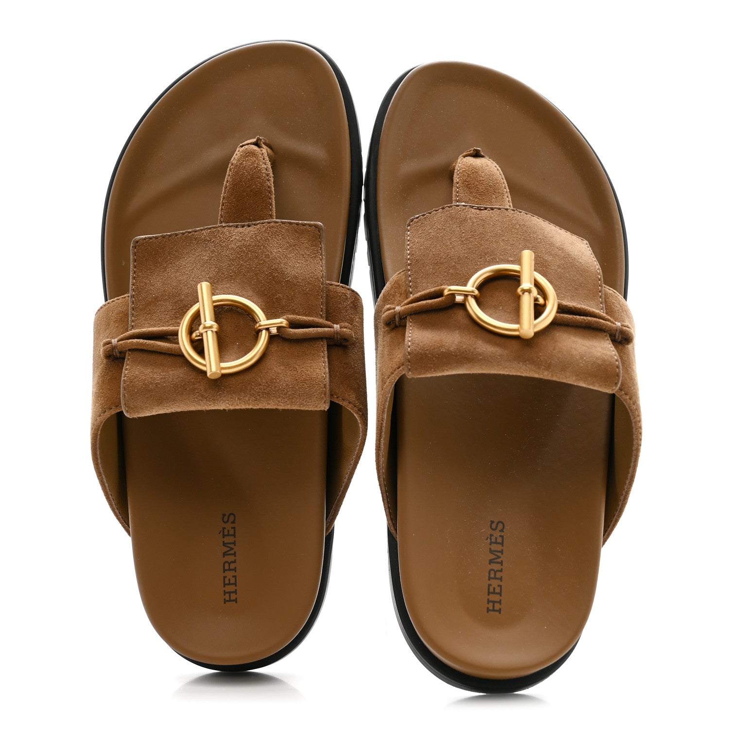 エルメス　ミュール Hermes Suede Goatskin Womens Joyce Sandals 37 Brun Fume 1878730