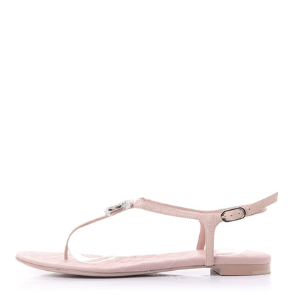 Chanel Lambskin Crystal Baguette CC Thong Sandals 38.5 Pink 1 of 8