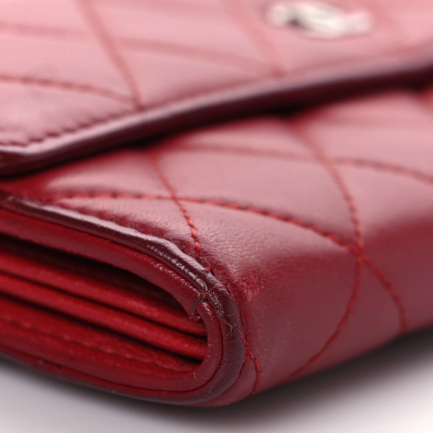 Chanel Lambskin Quilted Large Gusset Flap Wallet Red 9 of 15