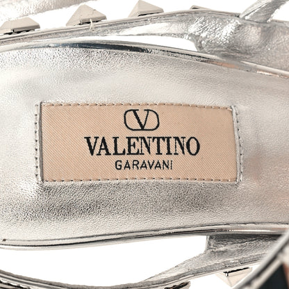 Valentino Garavani Metallic Patent Rockstud Ankle Strap 100mm Pumps 40 Silver 8 of 10