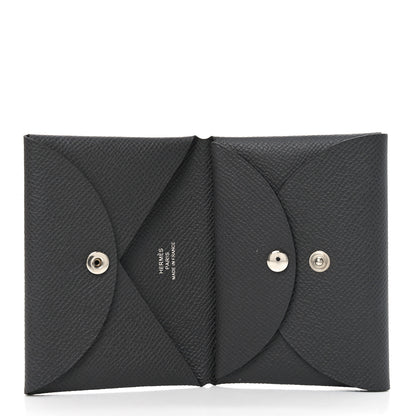 Hermes Epsom Calvi Duo Card Case Graphite 5 of 7