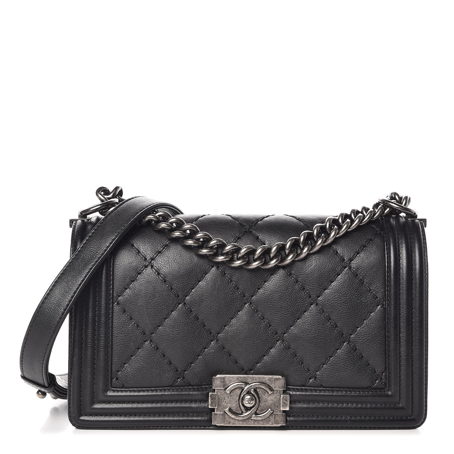 Chanel Calfskin Double Stitch Medium Boy Flap Black 1 of 14