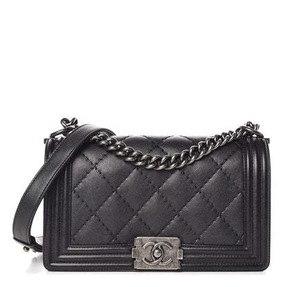 Chanel Calfskin Double Stitch Medium Boy Flap Black 1 of 14