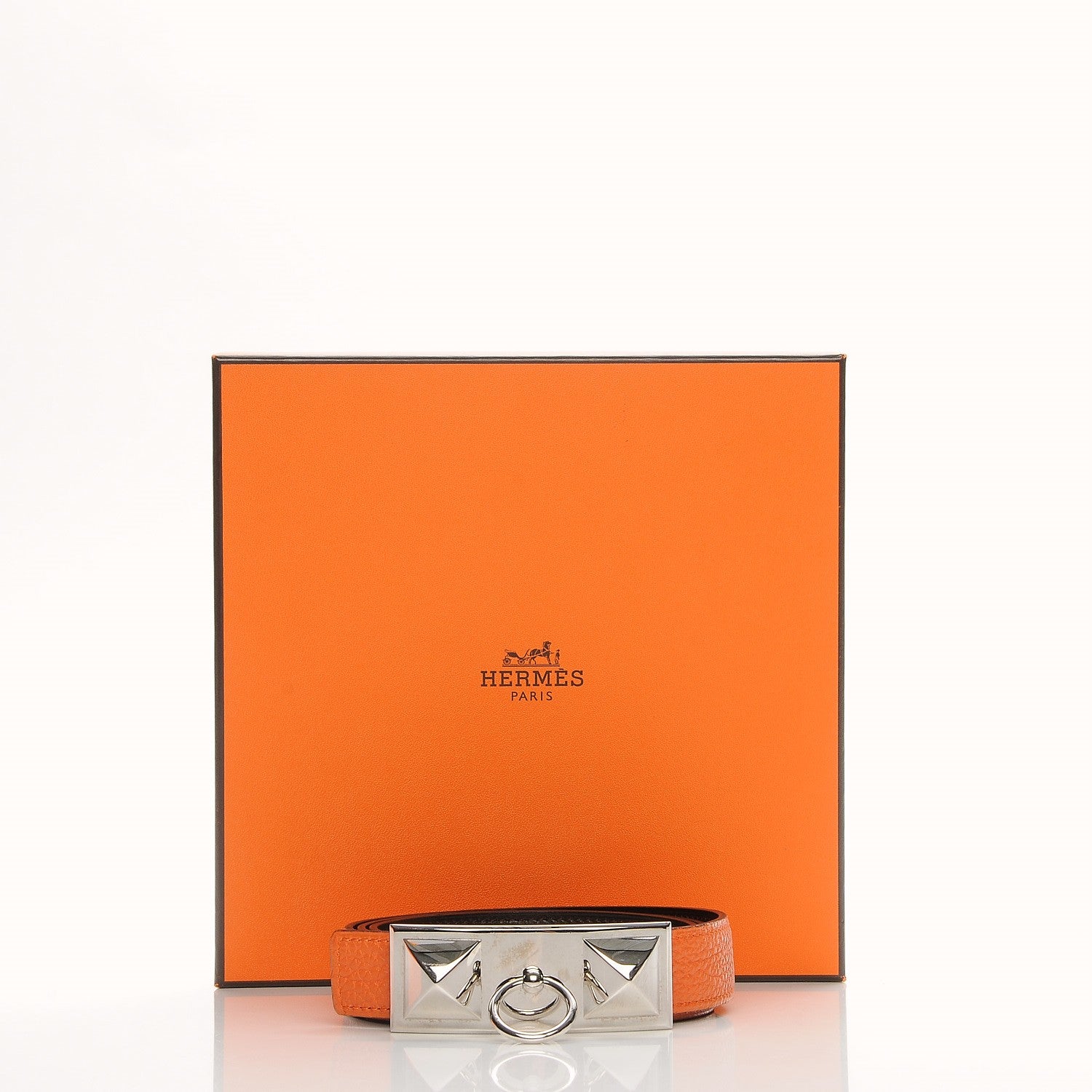 Hermes Togo Swift 24mm Sydney 90 Belt Orange Chocolate 8 of 8