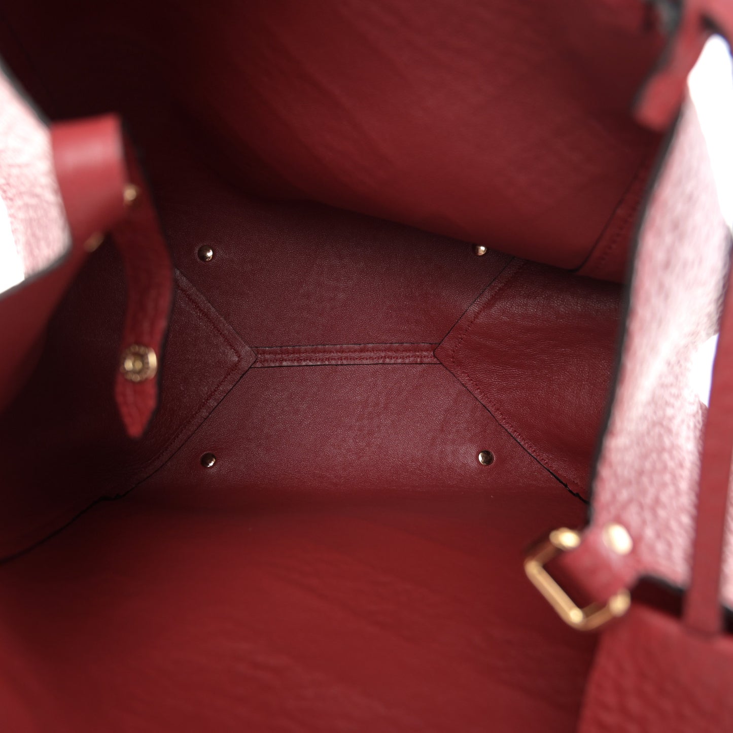 Signature Grain Calfskin Check Embossed Small Canterbury Tote Red