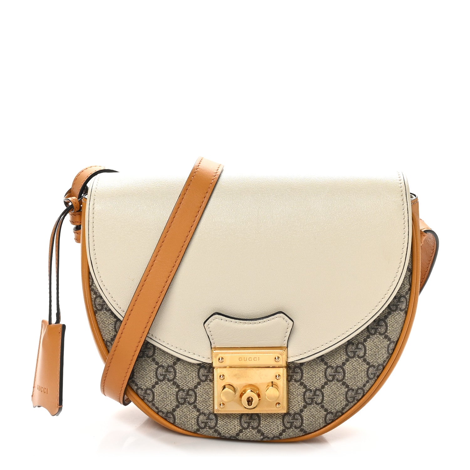 Gucci GG Supreme Monogram Calfskin Small Padlock Messenger Shoulder Bag Beige Mystic White Sun Oil 1 of 10