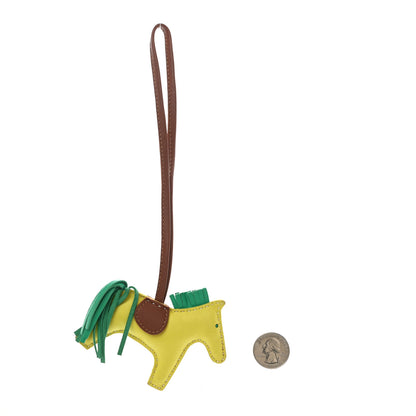 Hermes Milo Lambskin Grigri Rodeo Horse Bag Charm PM Lime Menthe Fauve 2 of 3