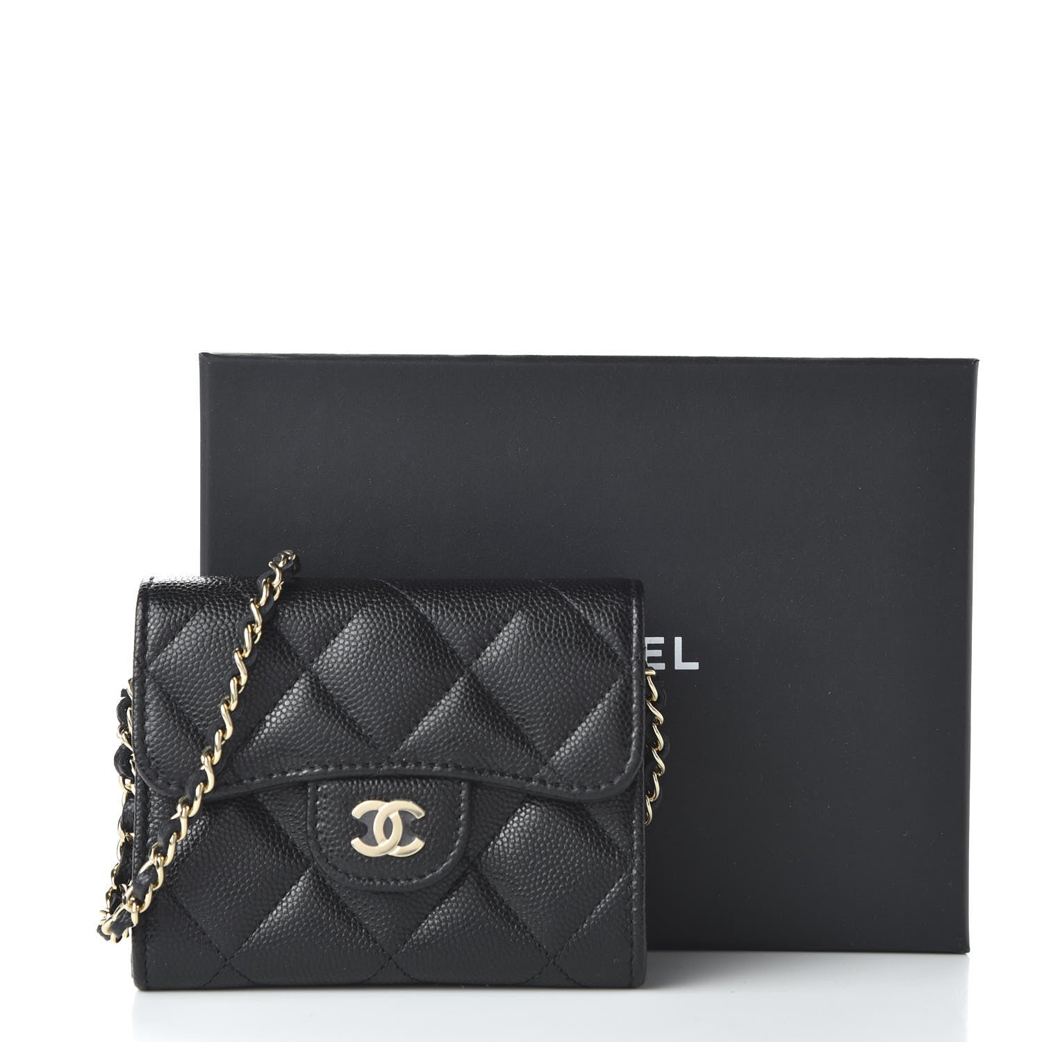 Chanel Caviar Quilted Flap Card Holder On Chain Black 11 of 11