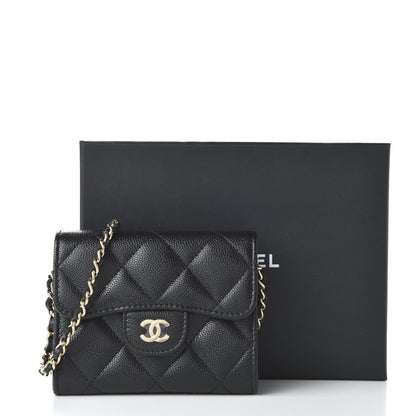 Chanel Caviar Quilted Flap Card Holder On Chain Black 11 of 11