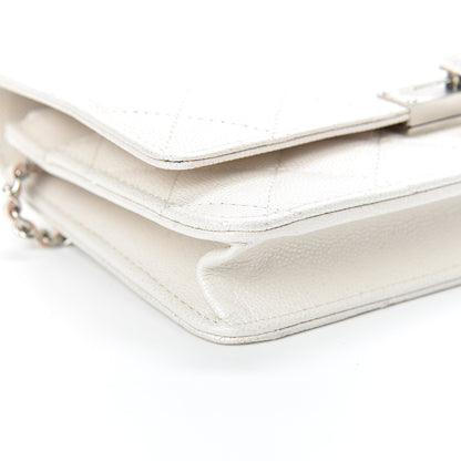 Chanel Caviar Quilted Golden Class Wallet On Chain WOC White 9 of 11