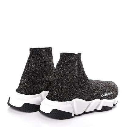 Balenciaga Knit Metal Womens Speed Sneakers 39 Black Gold 4 of 8
